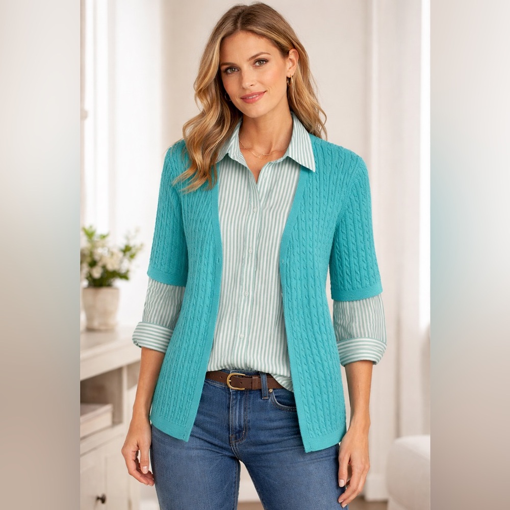 Chaps Turquoise Knit Sweater Large